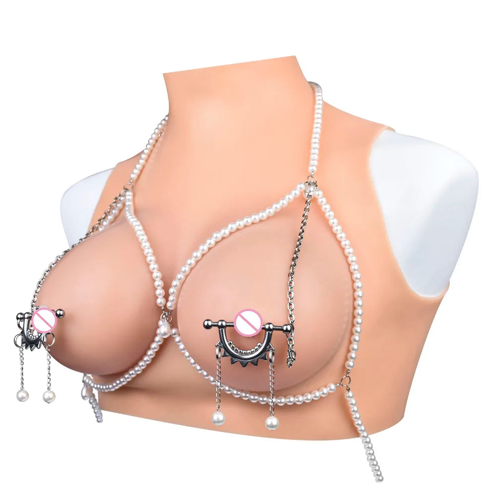 QK-C8026 BDSM Stainless Steel Chains and Nipple Clamps Adult Products Breast Clamp  for Women