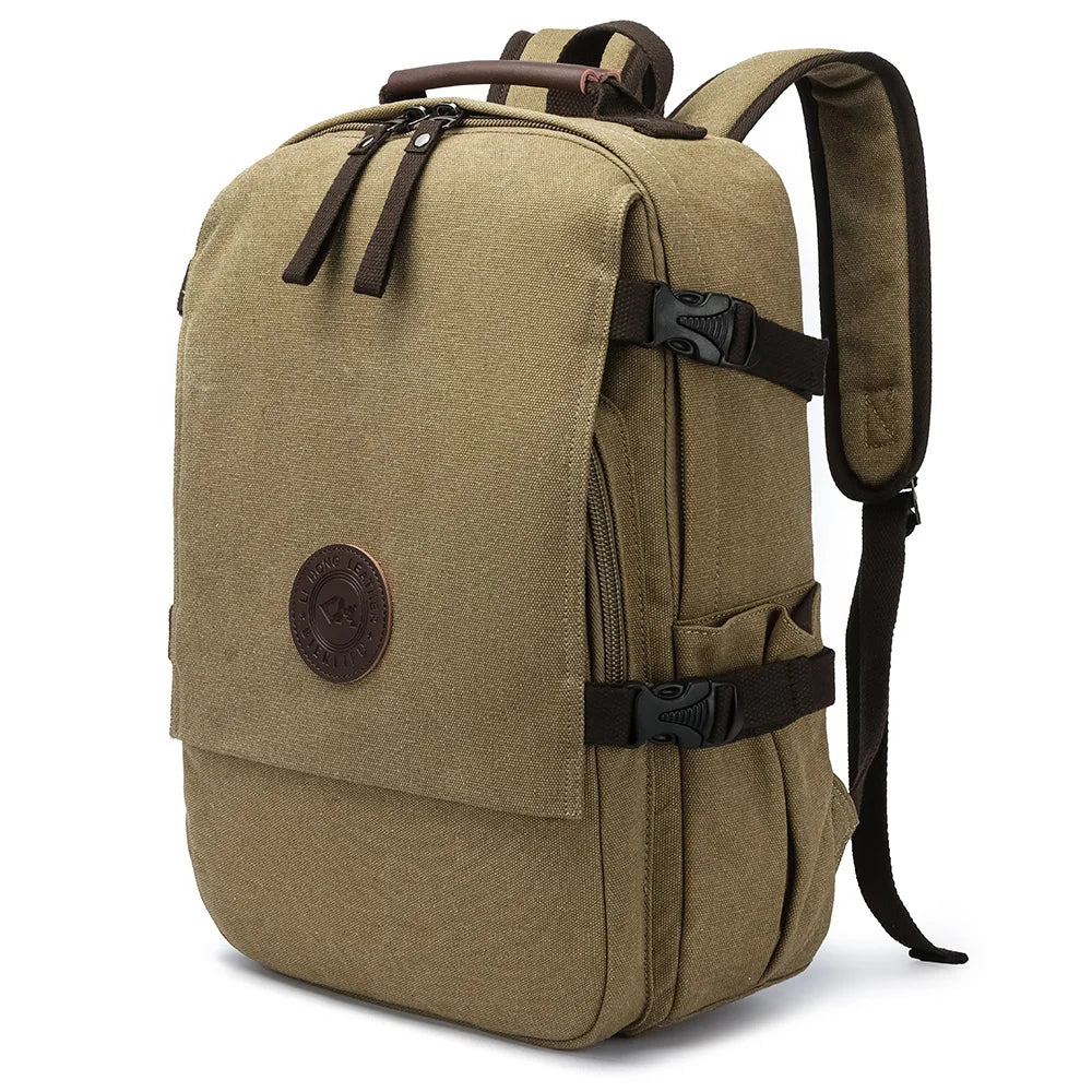 Durable Vintage Custom logo Canvas Laptop Backpack Bag Men Women Rucksack Bookbags School Backpack