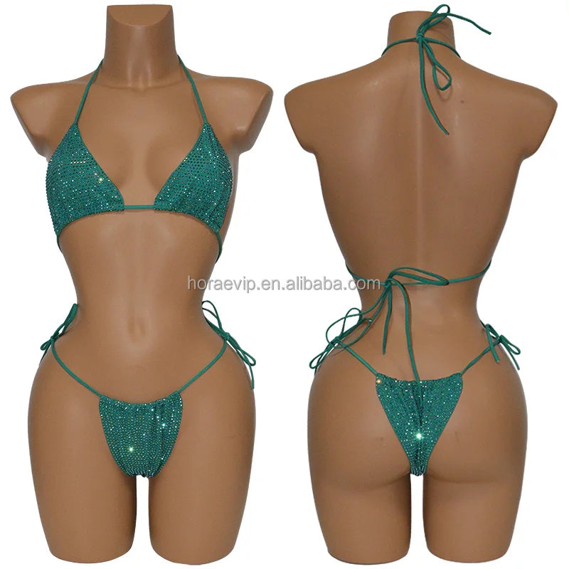 S573 Hot Rhinestone Beach Wear New Color Swimsuit Fabric Swimwear Crystal Bikini