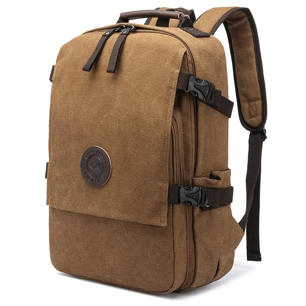Durable Vintage Custom logo Canvas Laptop Backpack Bag Men Women Rucksack Bookbags School Backpack