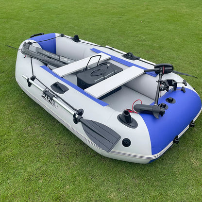 2.3M 3 Person Inflatable Fishing Boat 7.5ft Rowing Kayak Canoe Air Floor With Free Accessories Dinghy