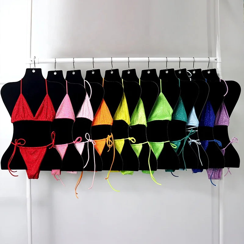 S573 Hot Rhinestone Beach Wear New Color Swimsuit Fabric Swimwear Crystal Bikini