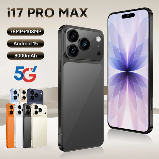 Global Version Unlocked 17 Pro Max 7.3Inch 5G Android 15 Smartphone 1TB Storage HD Screen Resolution CDMA LTE English Spanish
