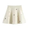 KAR&OT ZA  Spring New Arrivals Women's Temperament Fashion Jewelry Beaded A-Line Hem Knitted Skirt 9598030 9598031
