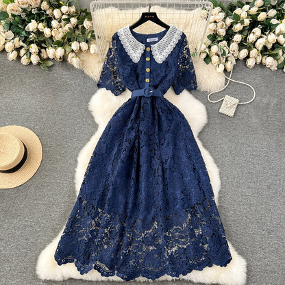 Summer French New Sweet Slim Fit Mid Length Women's Dress