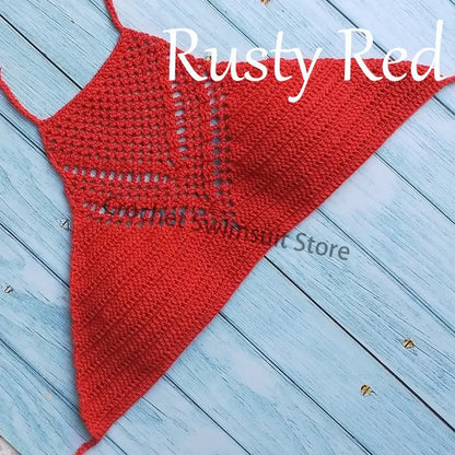 Women Sexy Bikini Tops High Neck Hollow Out Halter Swimwear Crochet Separate Swimsuit Bikini Bra Hot Sale