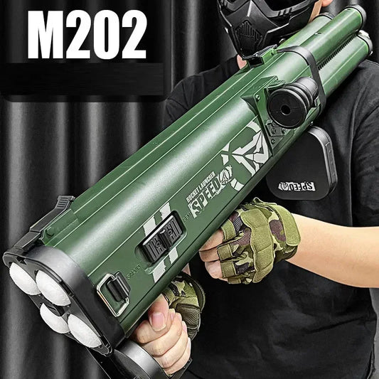 2026 Quadruple Rocket Launcher Toy Gun Shooting Model Soft Bullet Blaster Outdoor Games Weapon for Children Boys Gift