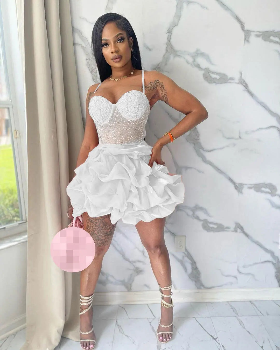 Summer Women Party Clothing Sleeveless Halter Beading Pleated Mini Dress Women Elegant Casual Dresses