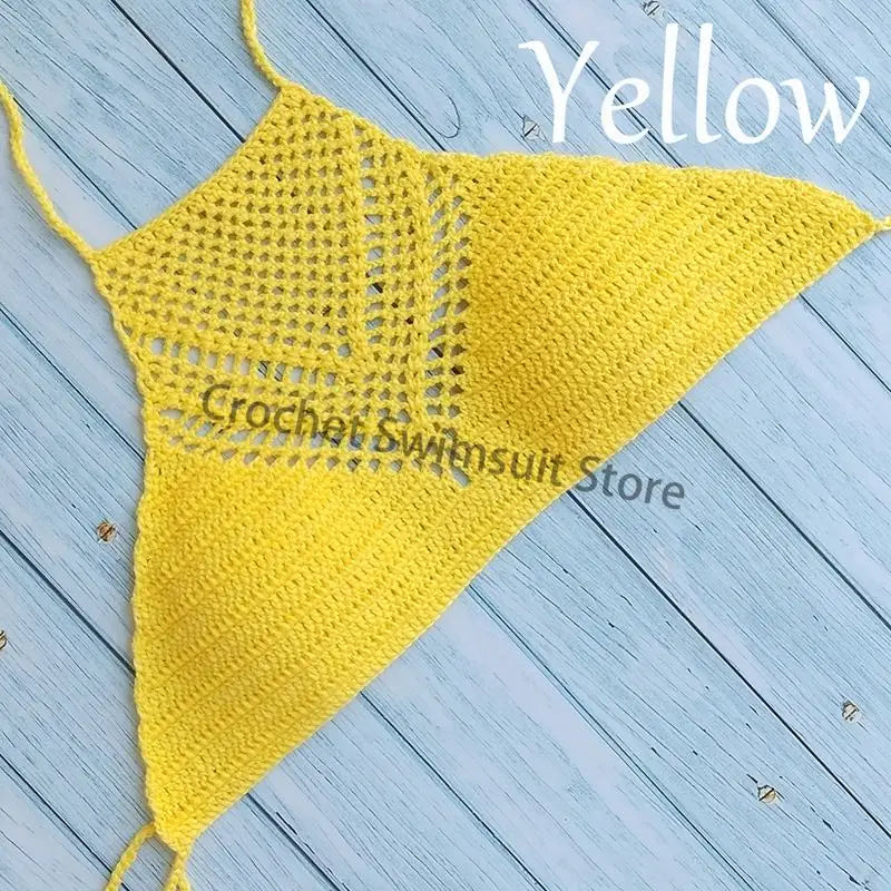 Women Sexy Bikini Tops High Neck Hollow Out Halter Swimwear Crochet Separate Swimsuit Bikini Bra Hot Sale