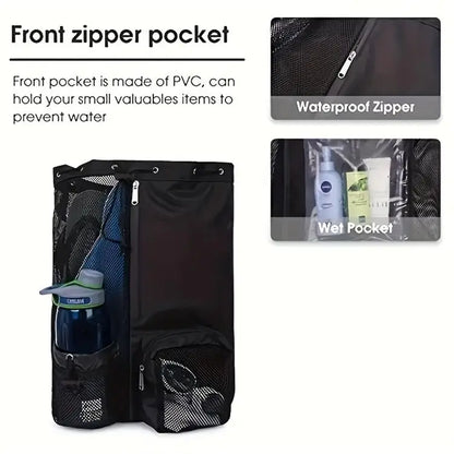 Swim Diving Bag Mesh Drawstring Backpack Wet Beach Gym Backpack