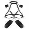 SM Sexy Lingerie Women's Sexy Leather Leakage Bra with Handcuffs Multiple Styles Bondage Restraint Training, Wearing Harness