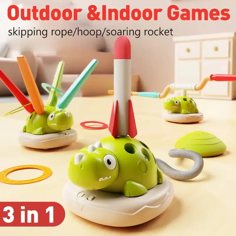 Kids 3-In-1 DINOSAUR Sports Toys Skipping Rope Machine Ferrule Game Training Toy Children Indoor Outdoor Games Educational Toys