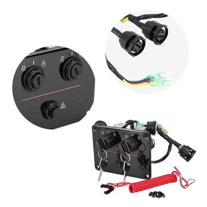 Dual Key Switch Panel Dual Engine Key Switch Assembly for Outboard Engines 6K1-82570-08-00