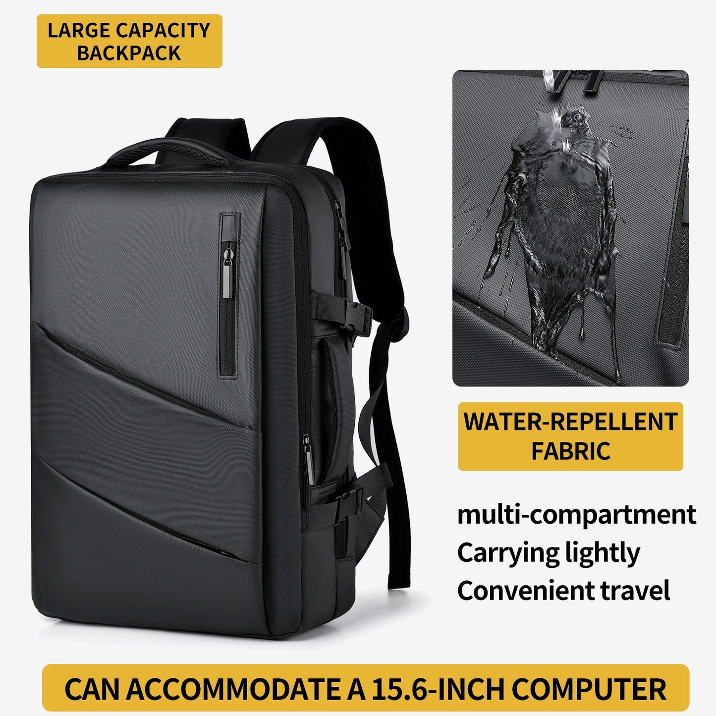 16 Inch Business Extensible Laptop Bag Durable Waterproof Oxford Laptop Backpack with USB Portable School Travel Backpack