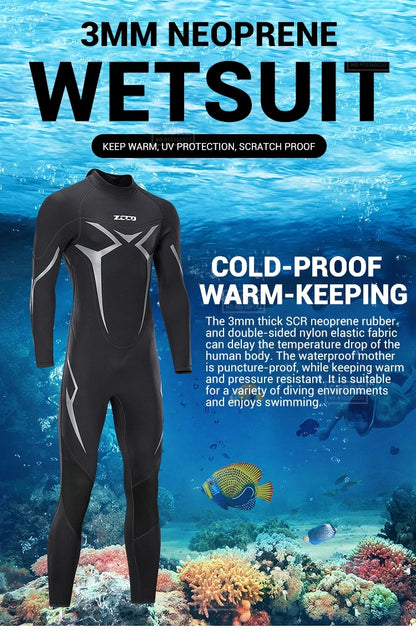 Men Wetsuit 3mm Neoprene Surfing Scuba Diving Snorkeling Swimming Body Suit Wet Suit Surf Kitesurf  Clothes Equipment