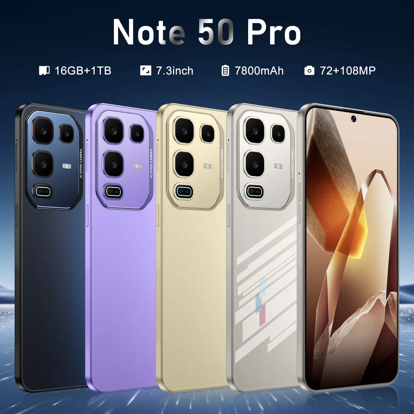 Original Note 50 Pro Power 5G Smartphone with 108MP Camera Deca Core Processor 1TB Storage 7.3 Inch Display Global Version