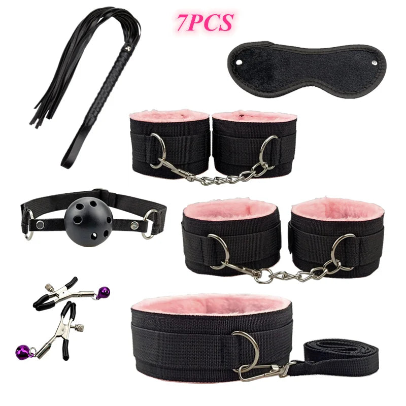 Adult Products Exotic Accessories Sex Toys Handcuffs Nipple Clamps Whip Gag Bdsm Collar Bondage Set Adult Game Sex Toys for Men