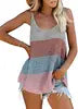 Color Block V Neck Womens Shirts and Tank Tops Knitted Vest Tops Sleeveless Women Blouse Custom Logo 2022 Spring Sexy Lady Top
