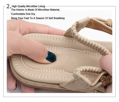 MVVJKE Women Sandals  New Flat Sandals Women Summer Bohemia Style Rhinestone Comfortable Beach Shoes Women Plus