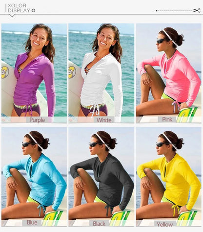 SBART Wetsuit Women UV Protection Long Sleeve Top Wet Suit Surf Swimsuit Rashguard Shirt Surfing Swimsuits Snorkeling swimwear