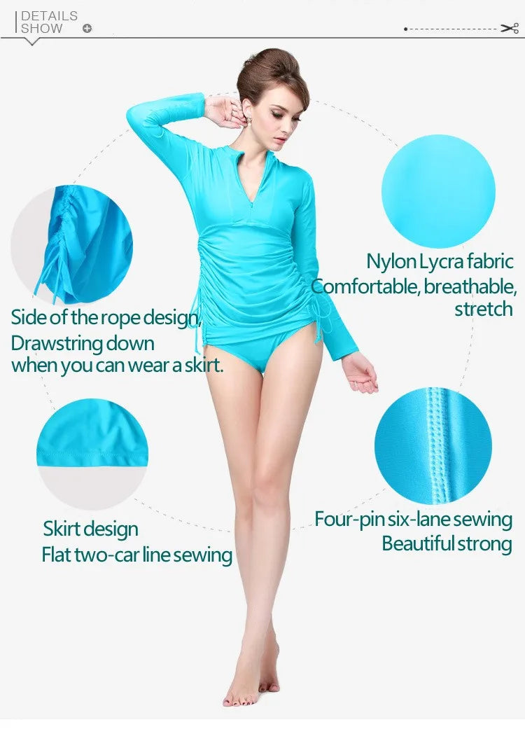 SBART Wetsuit Women UV Protection Long Sleeve Top Wet Suit Surf Swimsuit Rashguard Shirt Surfing Swimsuits Snorkeling swimwear