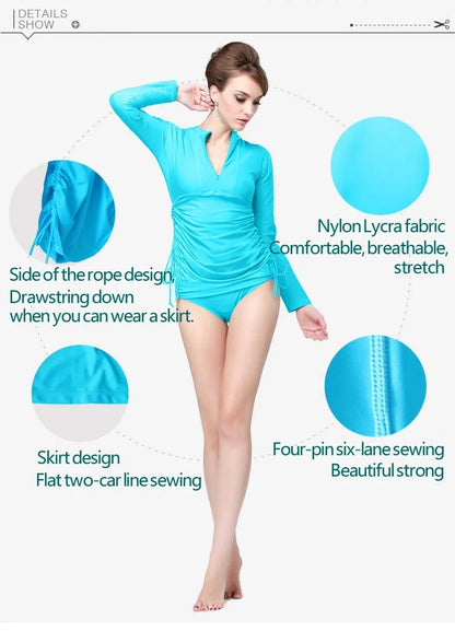 SBART Wetsuit Women UV Protection Long Sleeve Top Wet Suit Surf Swimsuit Rashguard Shirt Surfing Swimsuits Snorkeling swimwear