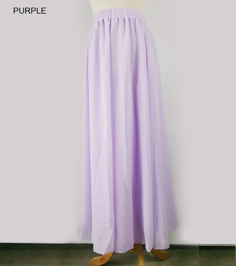 Women's Elegant High Waist Chiffon Skirt Elastic Waist Casual Long Maxi Skirts Saias 80/90/100cm 22 Color 2024 Summer Autumn New