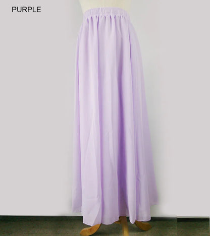 Women's Elegant High Waist Chiffon Skirt Elastic Waist Casual Long Maxi Skirts Saias 80/90/100cm 22 Color 2024 Summer Autumn New