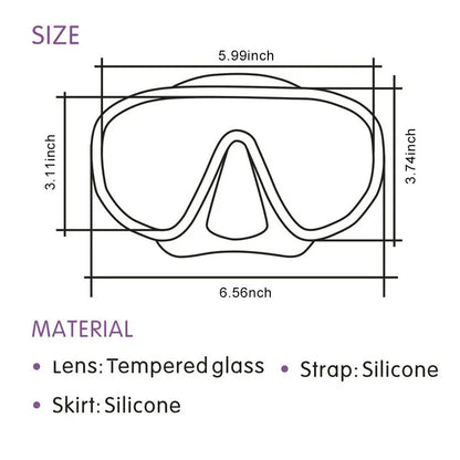 New Brand Professional Brand Diving Mask Seal Silicone Skirt Strap Snorkel Scuba Goggle With Great Vision Tempered Glass Adult