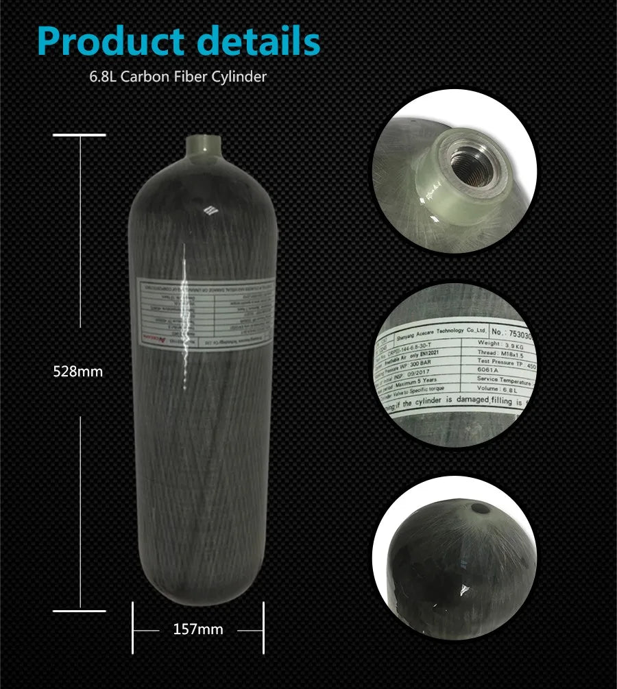 Acecare 6.8L SCUBA Tank 4500psi Carbon Fiber Tank for Divng From China