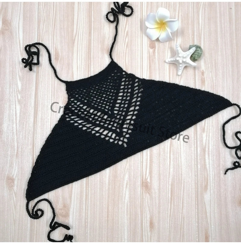 Women Sexy Bikini Tops High Neck Hollow Out Halter Swimwear Crochet Separate Swimsuit Bikini Bra Hot Sale