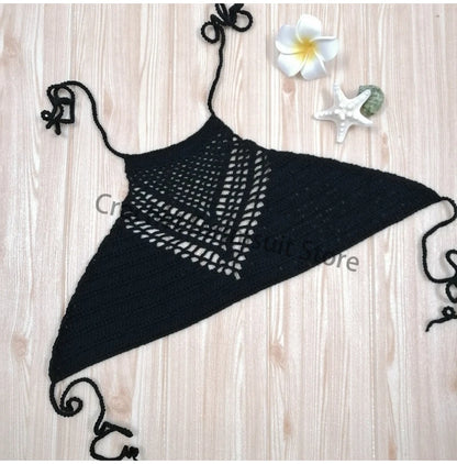 Women Sexy Bikini Tops High Neck Hollow Out Halter Swimwear Crochet Separate Swimsuit Bikini Bra Hot Sale