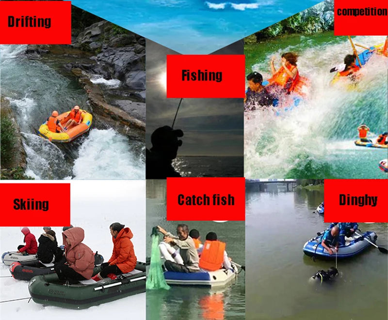 B175 1 Person 175cm Inflatable Rowing Boat Kayak Canoe Drifting Raft Dinghy Hovercraft Outdoor Fishing Diving Surfing Wood Floor