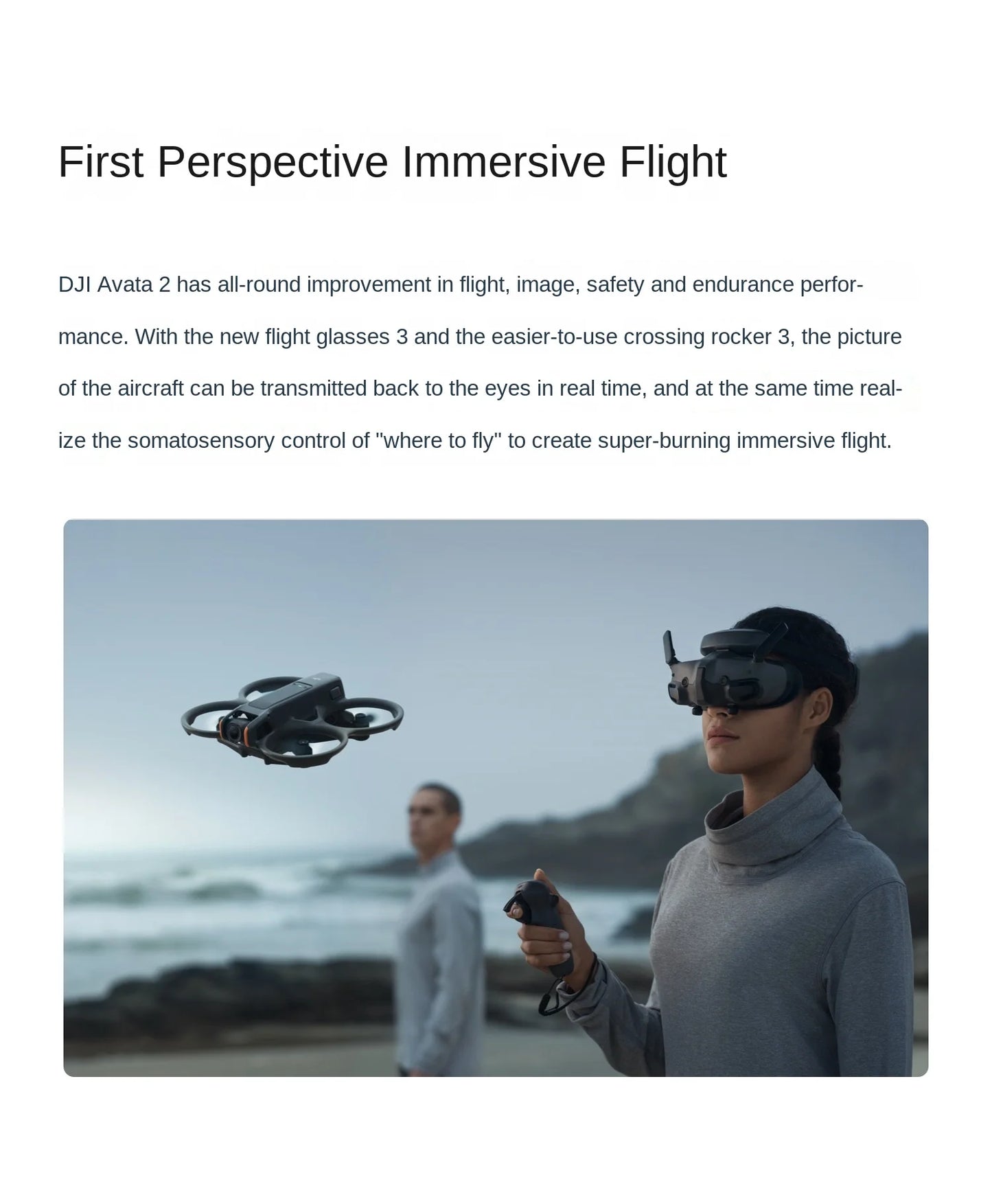 For Avata 2 First View Aerial UAV Flight Glasses Beginner Drones Plastic Remote Control Body Sense Control Immersive Flight