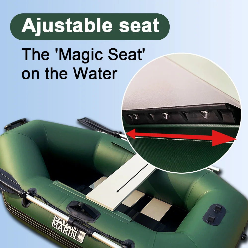 SAVAGE MARINE 1 Person PVC Fishing Kayak Inflatable Rowing Boats Canoe Vessel Dinghy 1.8M Slat Wood Floor for Water Sports