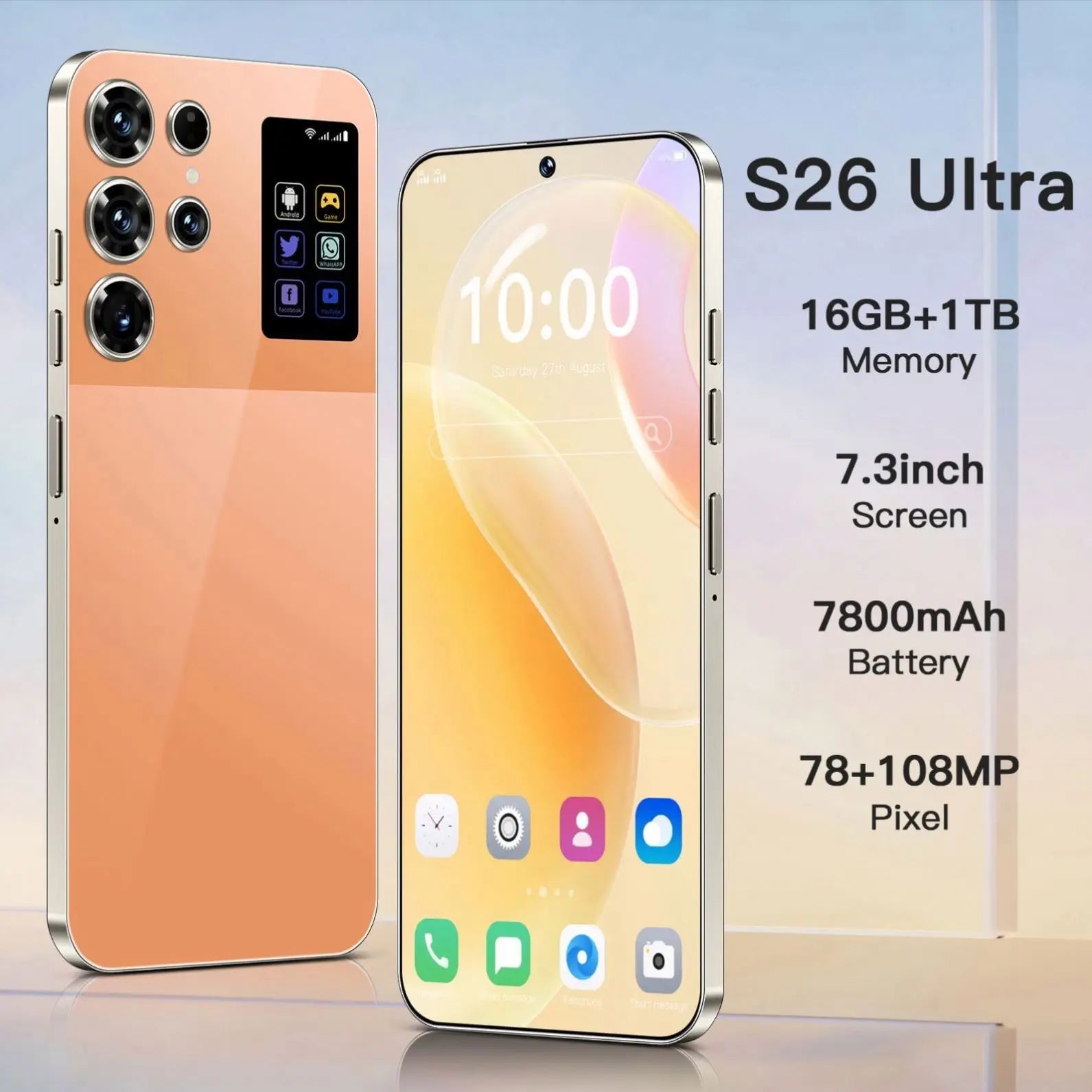 2025 New Arrival Original 5G Smartphone S26 Android Mobile Phone with Dual SIM Face Unlock