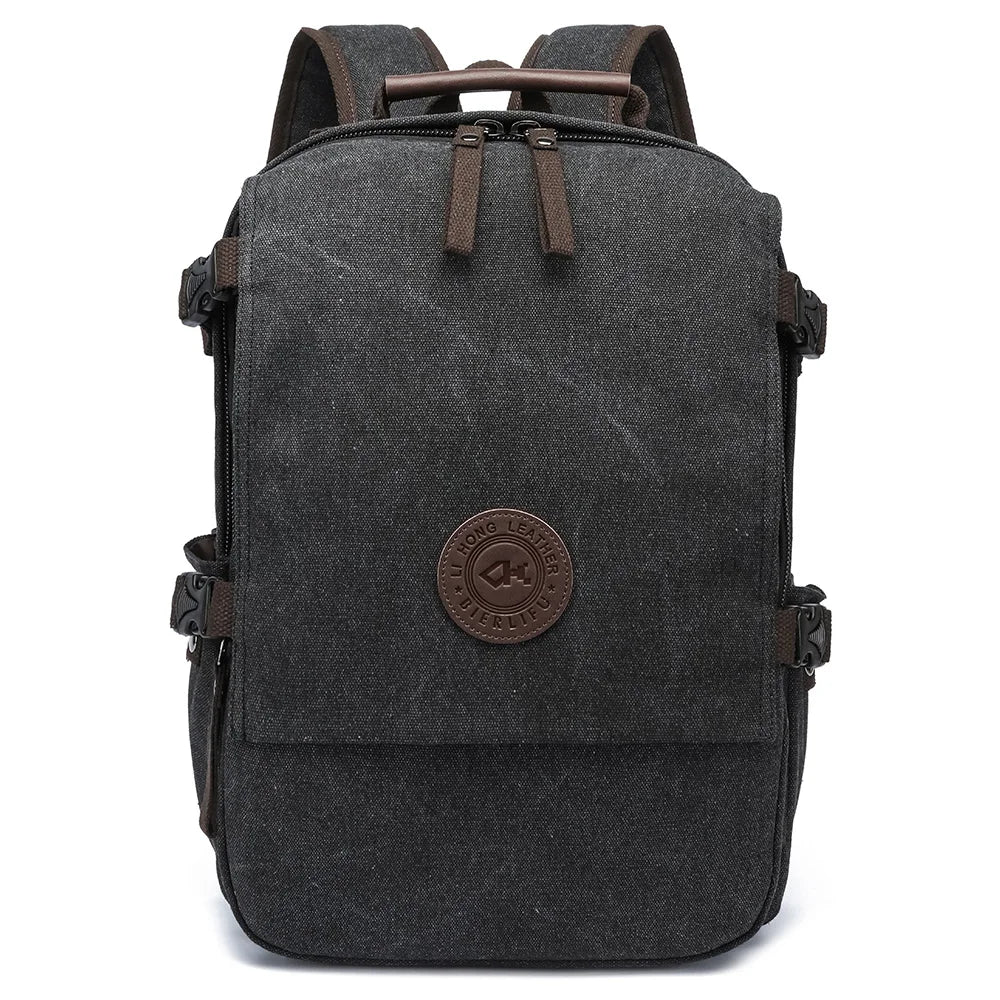 Durable Vintage Custom logo Canvas Laptop Backpack Bag Men Women Rucksack Bookbags School Backpack
