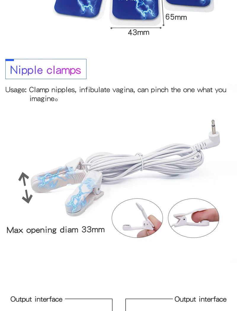 E-Stim Bdsm Toys Electro Stimulator Anal Shock Electro Sex Nipple Clamps Penis Ring Taser Electric Pad Sex Toys With Current