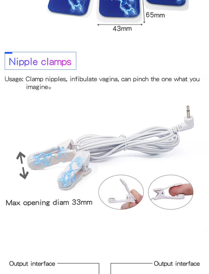 E-Stim Bdsm Toys Electro Stimulator Anal Shock Electro Sex Nipple Clamps Penis Ring Taser Electric Pad Sex Toys With Current