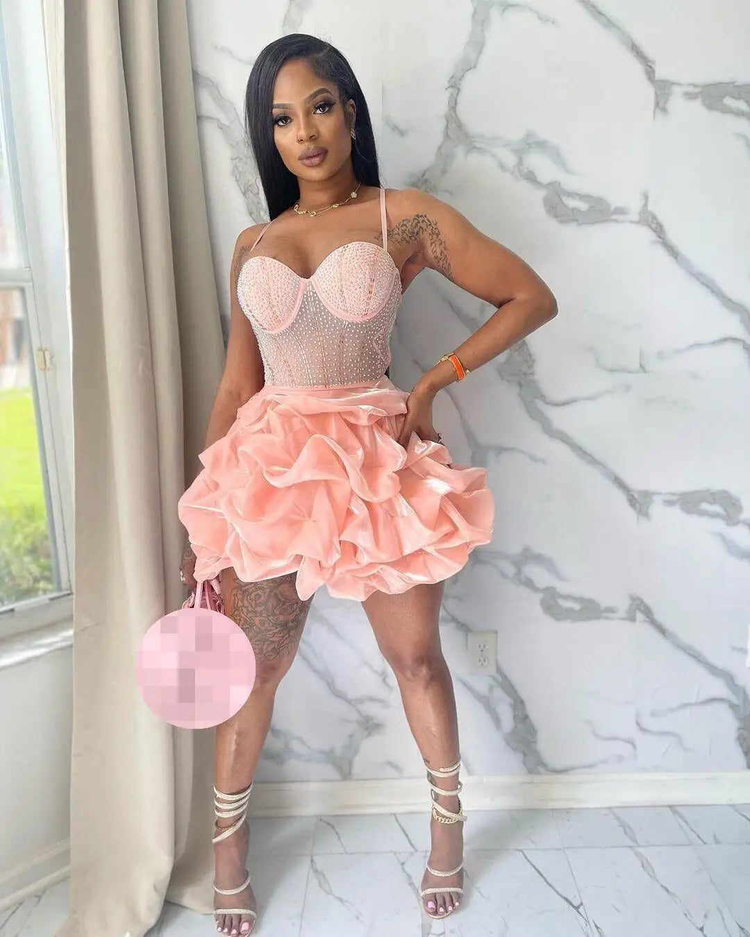 Summer Women Party Clothing Sleeveless Halter Beading Pleated Mini Dress Women Elegant Casual Dresses