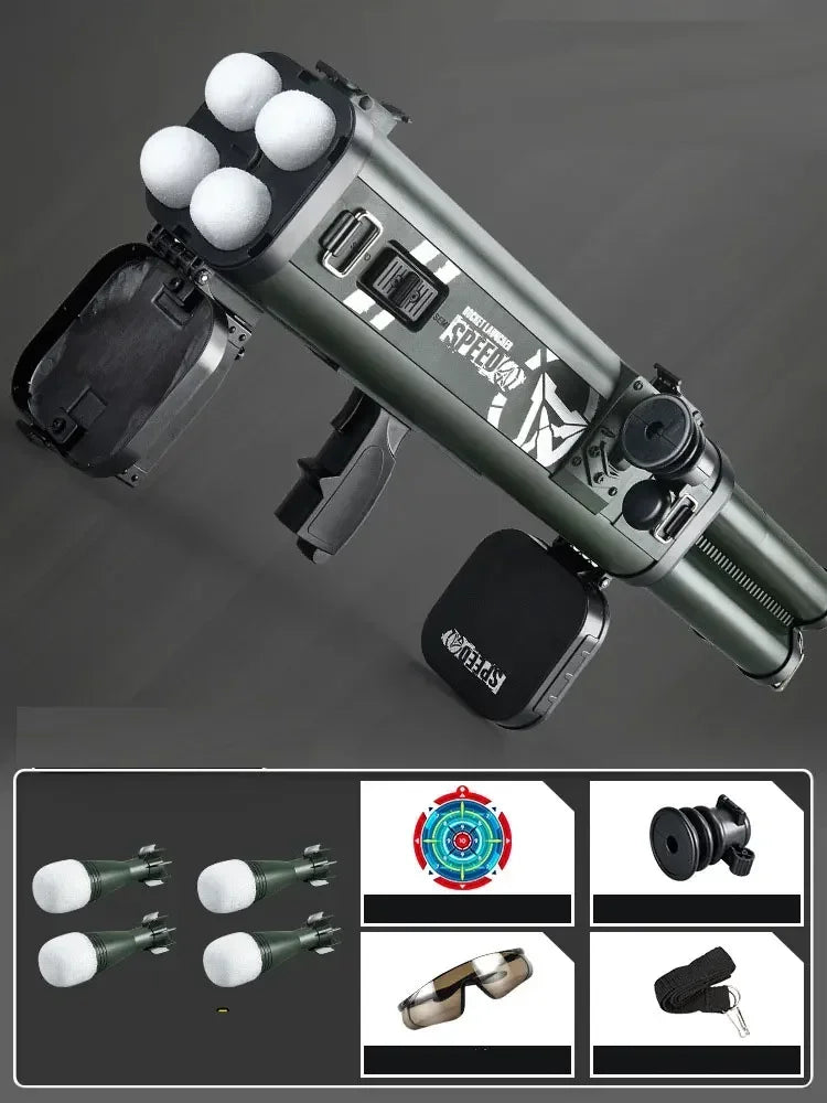 2026 Quadruple Rocket Launcher Toy Gun Shooting Model Soft Bullet Blaster Outdoor Games Weapon for Children Boys Gift