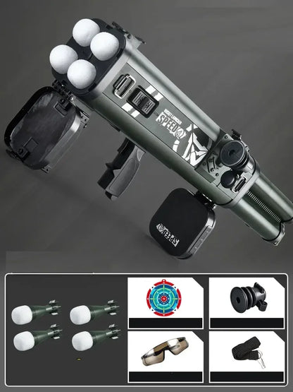 2026 Quadruple Rocket Launcher Toy Gun Shooting Model Soft Bullet Blaster Outdoor Games Weapon for Children Boys Gift
