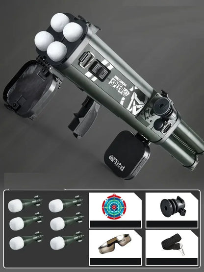 2026 Quadruple Rocket Launcher Toy Gun Shooting Model Soft Bullet Blaster Outdoor Games Weapon for Children Boys Gift