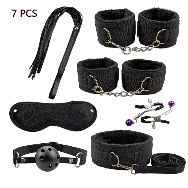 Adult Products Exotic Accessories Sex Toys Handcuffs Nipple Clamps Whip Gag Bdsm Collar Bondage Set Adult Game Sex Toys for Men