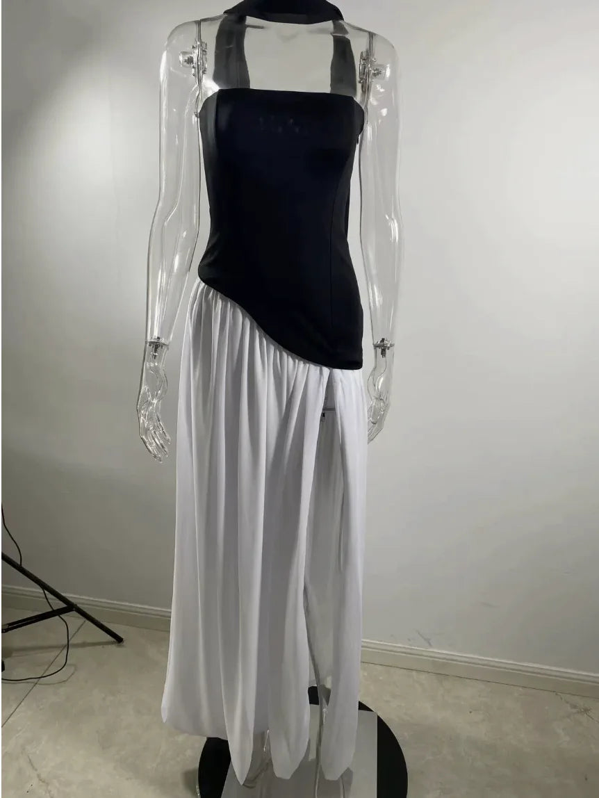 Spring and Summer 2025 Sexy Backless Tube Top Slim Fit Dress New Hot Sale Split Strap Long Dress