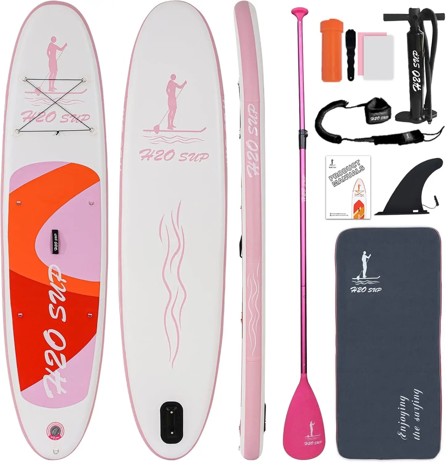 Stock H2O 10'6'' Portable Inflatable Stand Paddle Board (SUP) CE Certified 150kg Max Weight Standard Accessories Water Sports