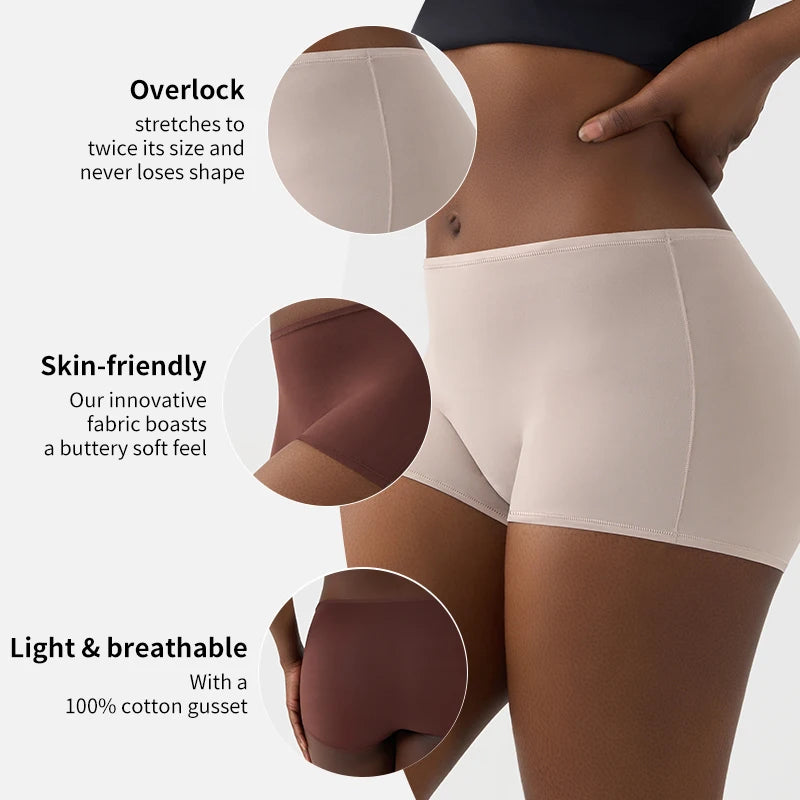 SK1218 Women Ultra Stretchy Mid-waist Boy Shorts Super Soft Women's Boxer Briefs Underwear Breathable Short Lingerie
