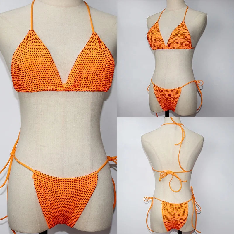 S573 Hot Rhinestone Beach Wear New Color Swimsuit Fabric Swimwear Crystal Bikini