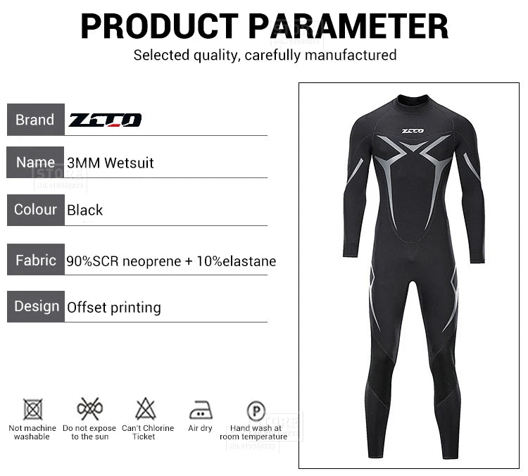 Men Wetsuit 3mm Neoprene Surfing Scuba Diving Snorkeling Swimming Body Suit Wet Suit Surf Kitesurf  Clothes Equipment