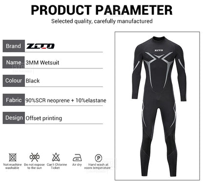 Men Wetsuit 3mm Neoprene Surfing Scuba Diving Snorkeling Swimming Body Suit Wet Suit Surf Kitesurf  Clothes Equipment
